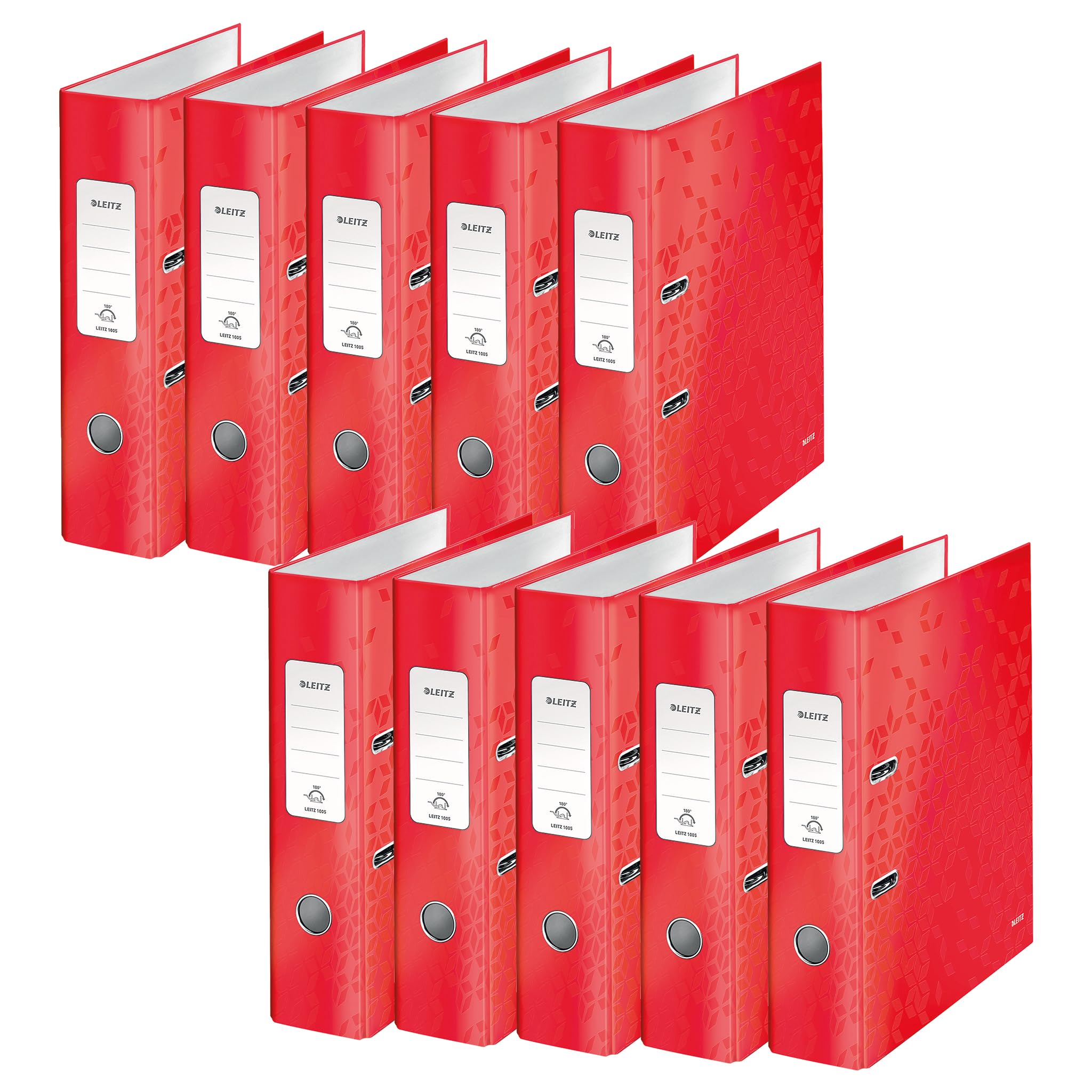 leitz-180-qualit-ts-ordner-a4-10er-pack-8-cm-r-cken-rot-wow-serie image 1