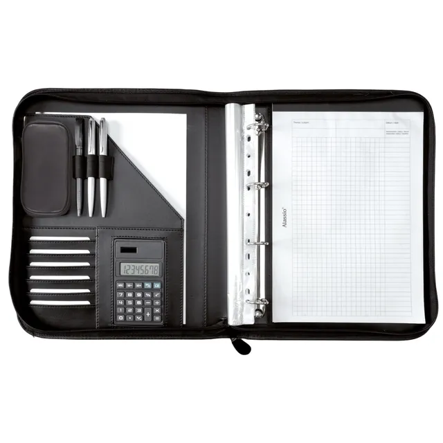 alassio-riccione-ringbuchmappe-a4-schwarz-finetouch-mit-taschenrechner image 1