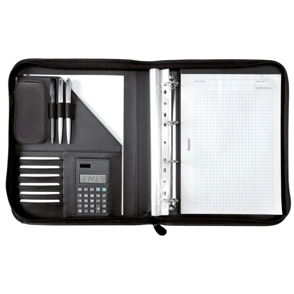 alassio-riccione-ringbuchmappe-a4-schwarz-finetouch-mit-taschenrechner image 1