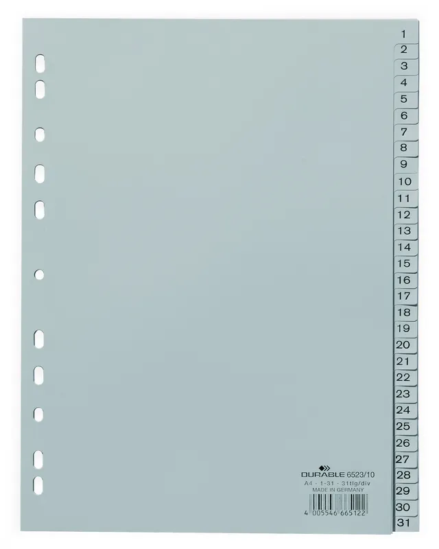 durable-zahlenregister-1-31-a4-pp-grau-10-st-ck image 1