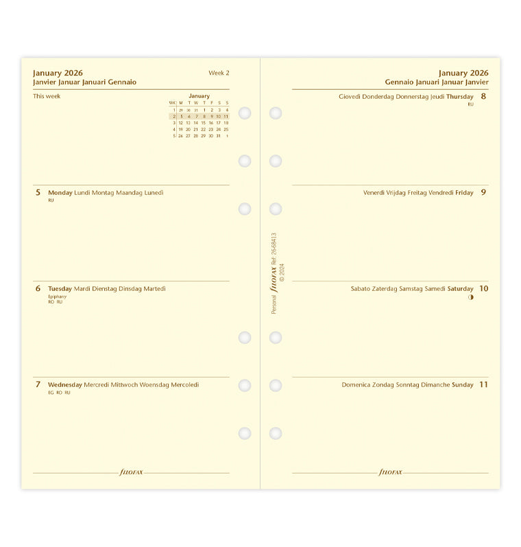 filofax-personal-kalendereinlage-2026-1-woche-2-seiten-multilingual-cotton-cream image 4
