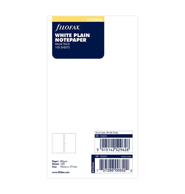 filofax-notizpapier-wei-blanko-personal-100-blatt-vorteilspack image 1
