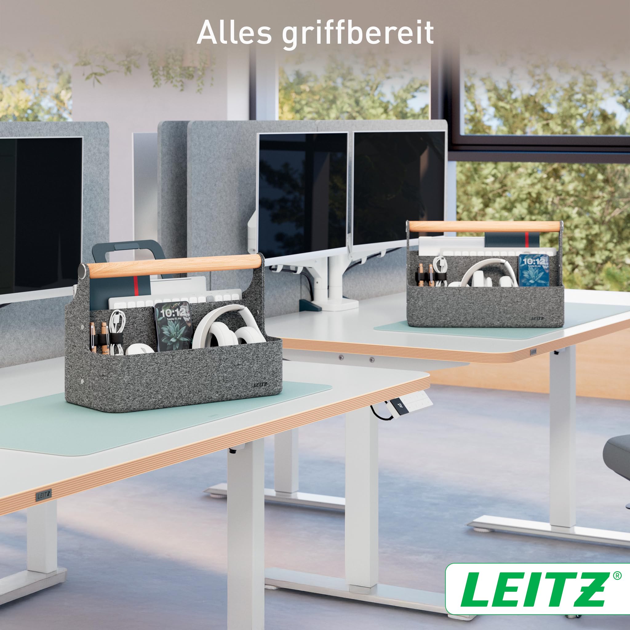 leitz-schreibtisch-organizer-mit-griff-filz-dunkelgrau-38-cm image 2