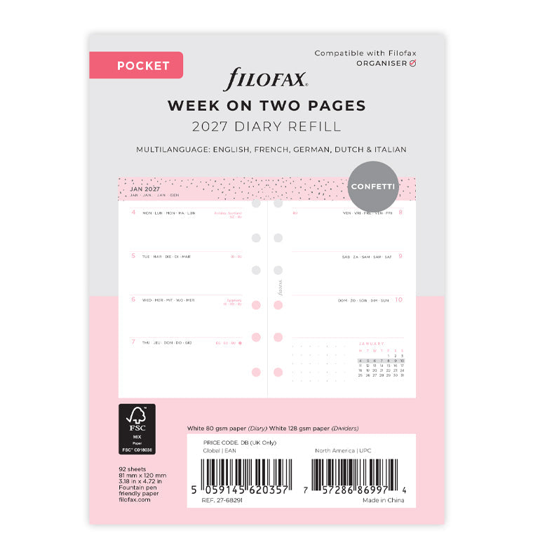 filofax-confetti-kalender-pocket-2027-1-woche-2-seiten-kalendereinlage image 1