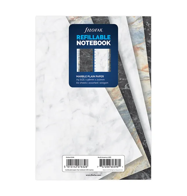 filofax-notebook-einlagen-a5-blanko-marble-notizpapier image 1