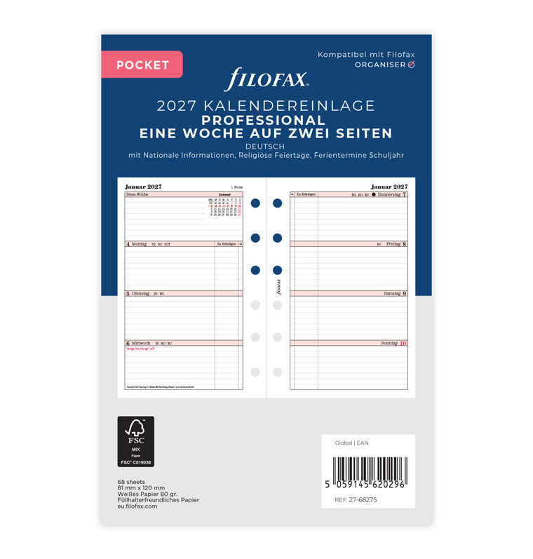 filofax-professional-kalendereinlage-pocket-2027-1-woche-2-seiten-deutsch image 1