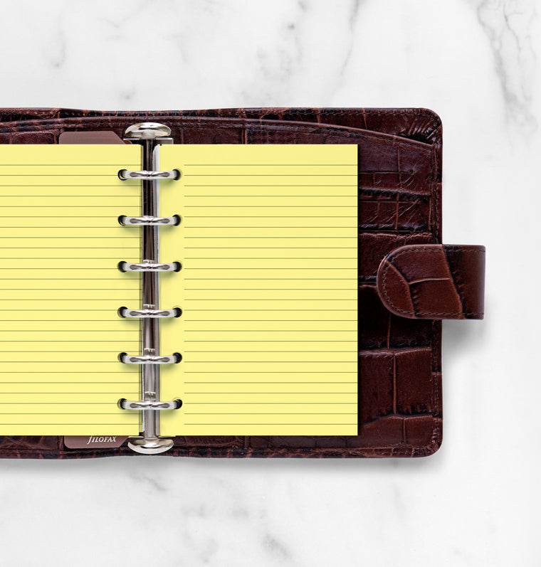 filofax-notizpapier-gelb-liniert-pocket-20-blatt-organiser-einlage image 2