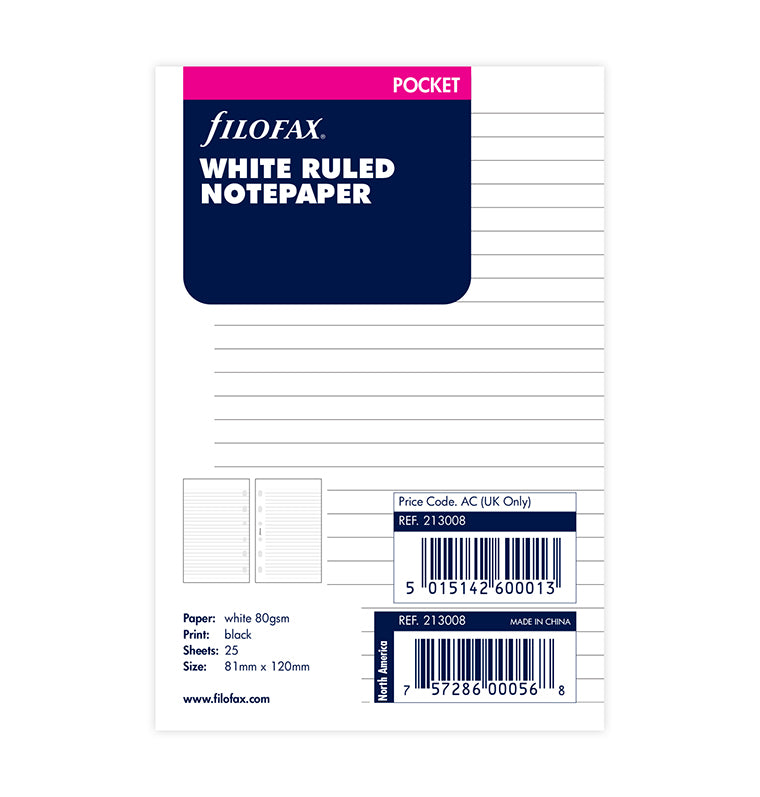 filofax-notizpapier-wei-liniert-pocket-einlage-25-blatt image 1