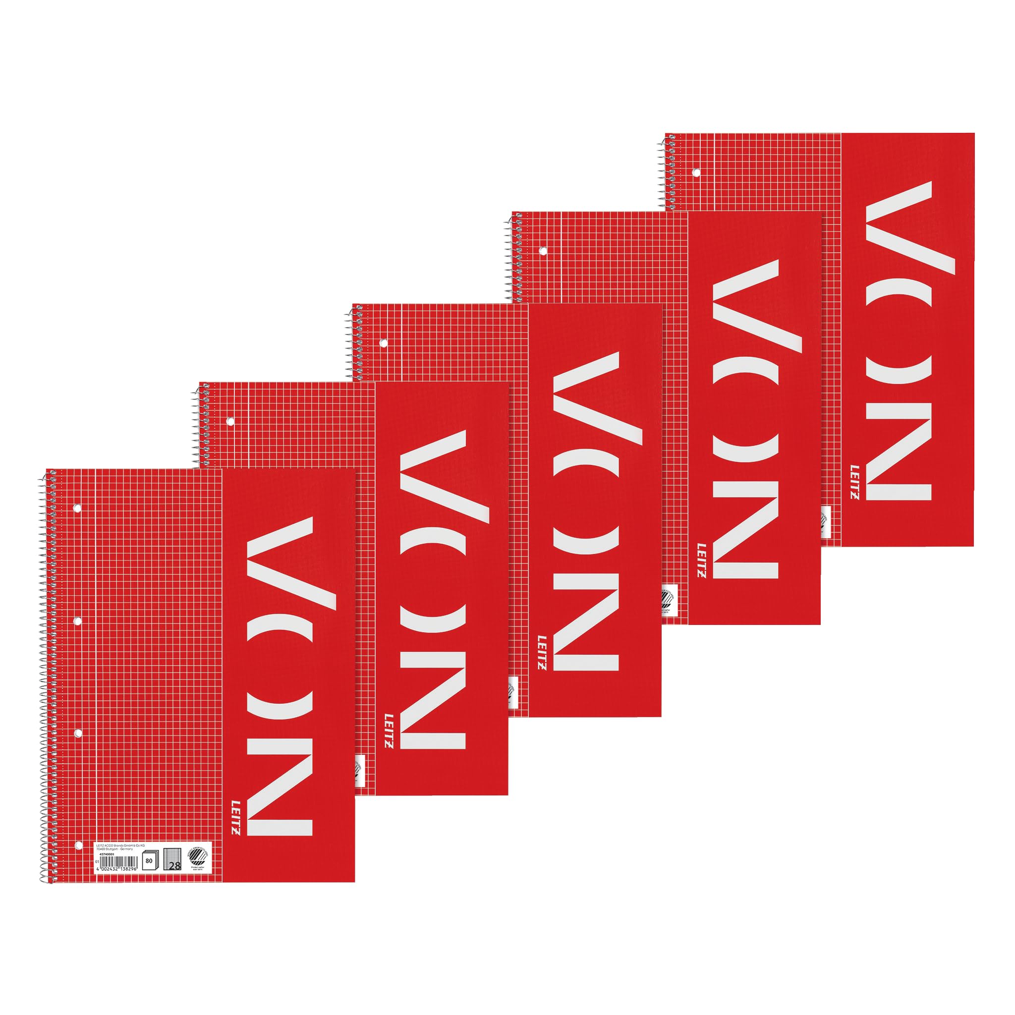 leitz-von-collegeblock-a4-kariert-mit-doppelrand-5er-pack-45740001 image 1