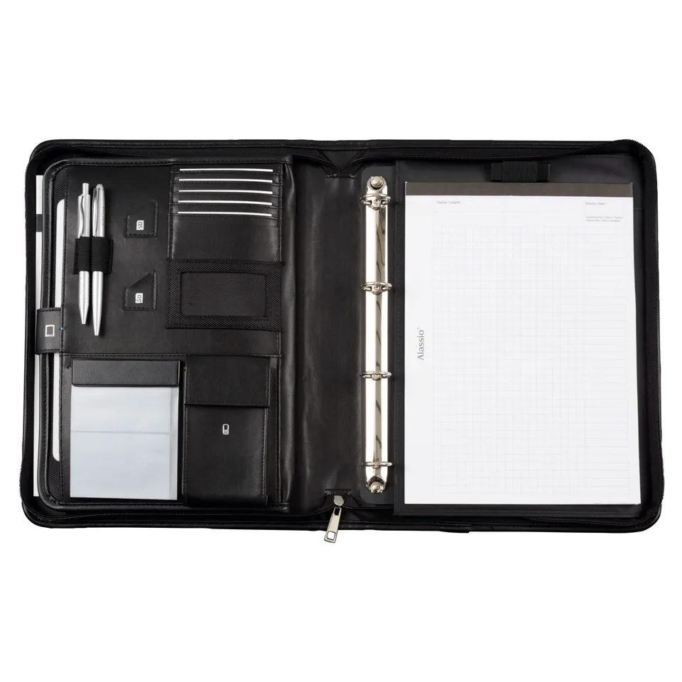 alassio-orgamappe-a4-trento-konferenzmappe-kunstleder-schwarz-mit-tabletfach-rin image 1