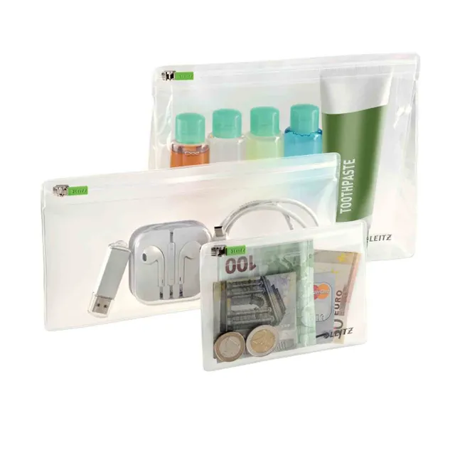 leitz-complete-zip-beutel-3er-pack-xs-s-m-pvc-transparent image 1