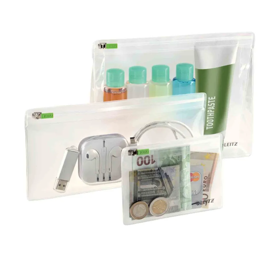 leitz-complete-zip-beutel-3er-pack-xs-s-m-pvc-transparent image 1