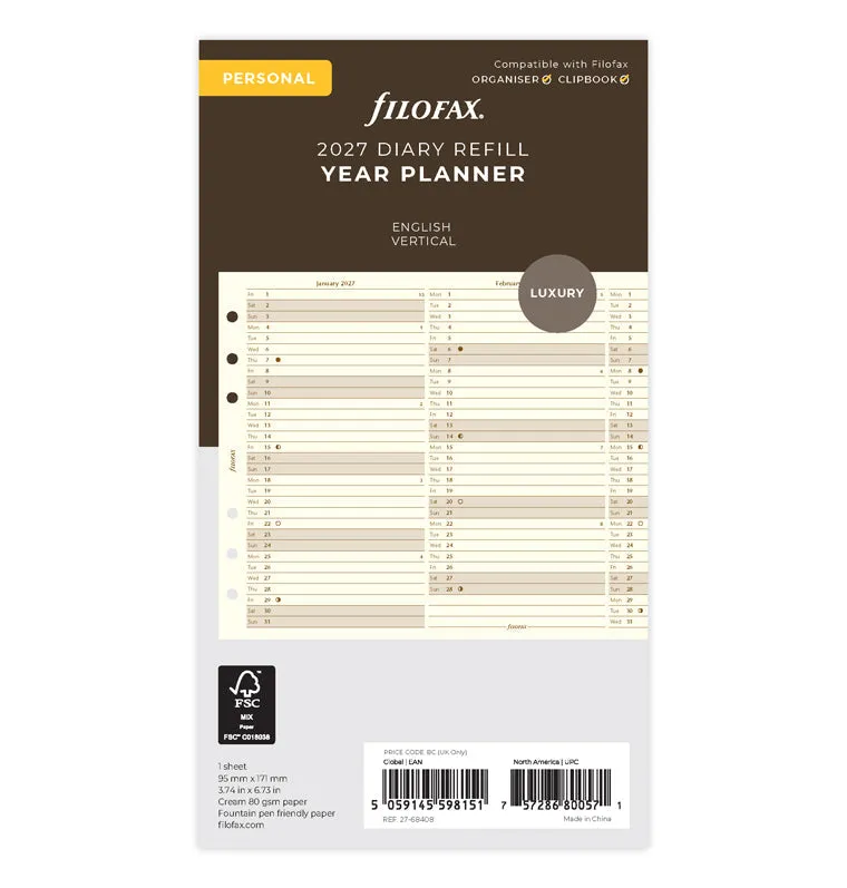 filofax-jahresplaner-englisch-personal-2027-cotton-cream-leporello image 1