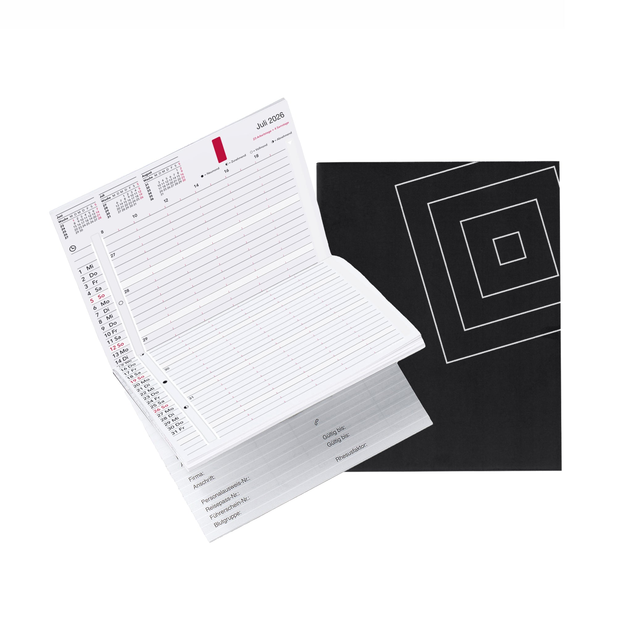 time-system-rem-taschenkalender-2026-de-hardcover-woche-auf-2-seiten image 1