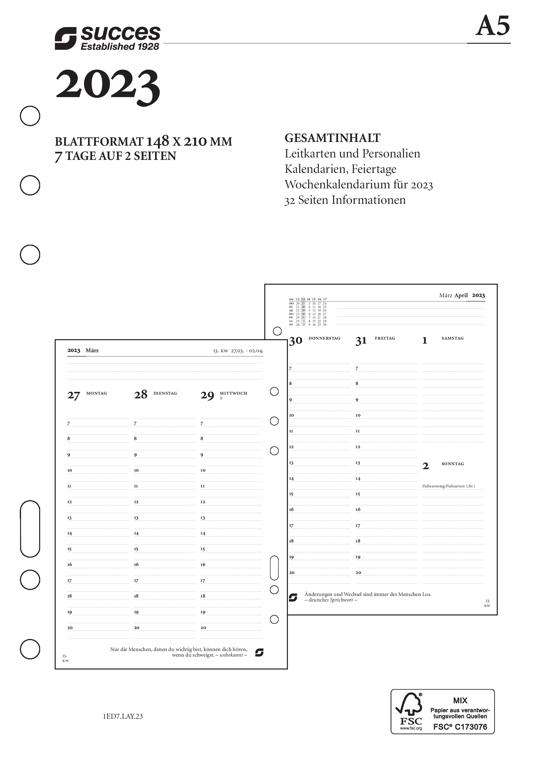 time-system-succes-jahresbox-a5-7-tage-auf-2-seiten-deutsch-weiss-2026 image 2
