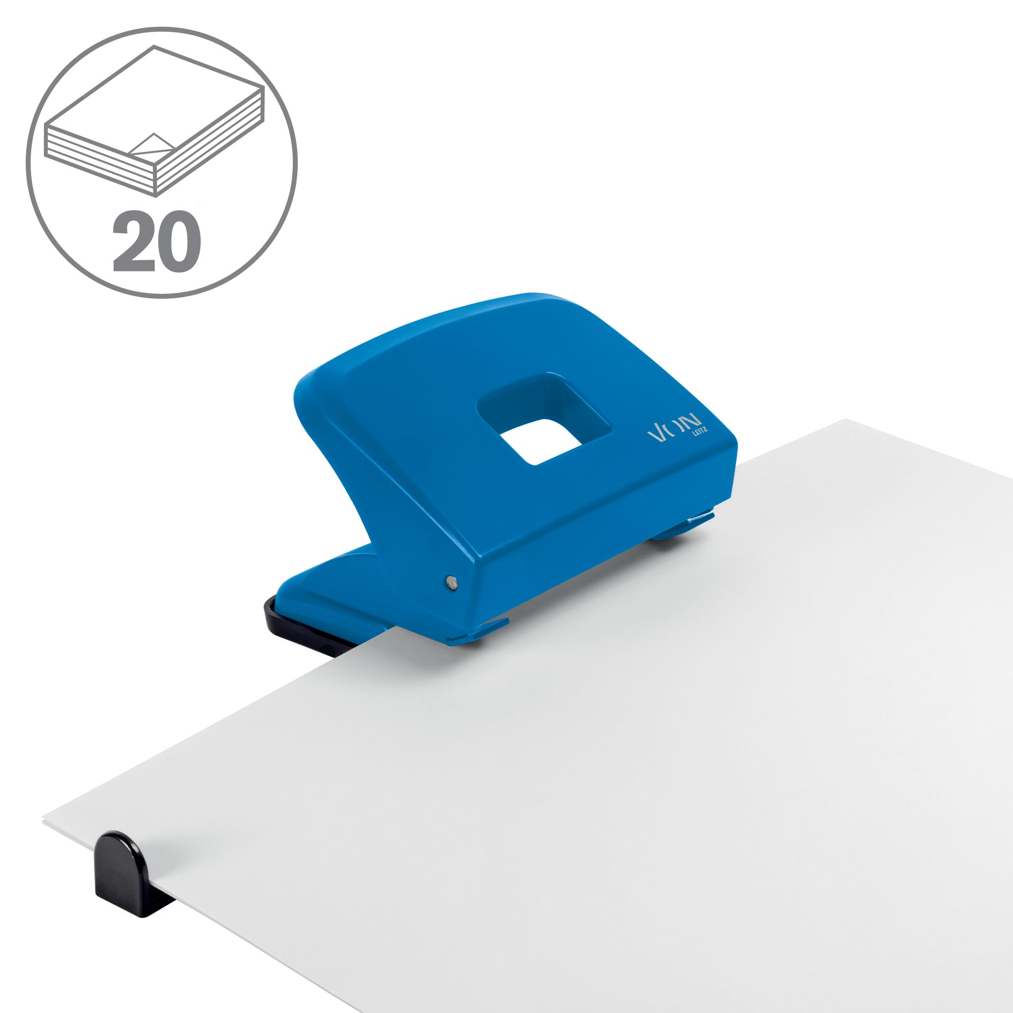 von-leitz-locher-20-blatt-blau-metall-kompakt-a4-a5-a6 image 2