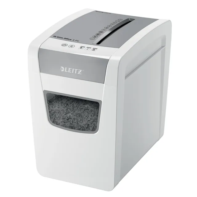 leitz-iq-aktenvernichter-office-s-slim-p4-wei-partikelschnitt-23l image 1