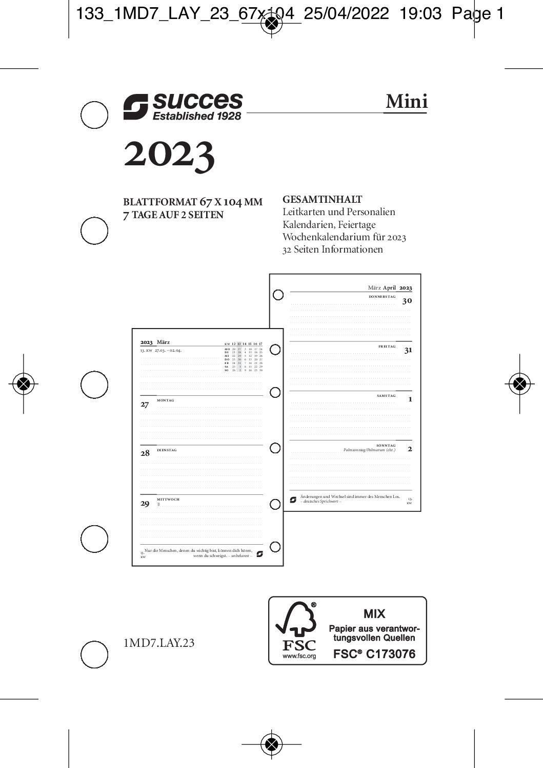 time-system-succes-jahresbox-mini-7-tage-auf-2-seiten-deutsch-2026 image 2