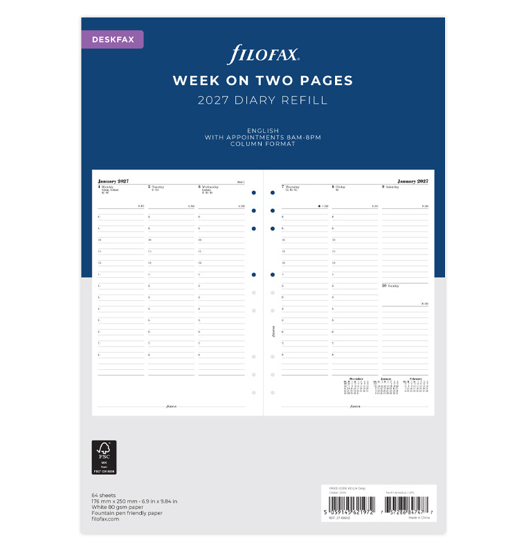 filofax-kalendereinlage-deskfax-2027-1-woche-2-seiten-englisch image 1