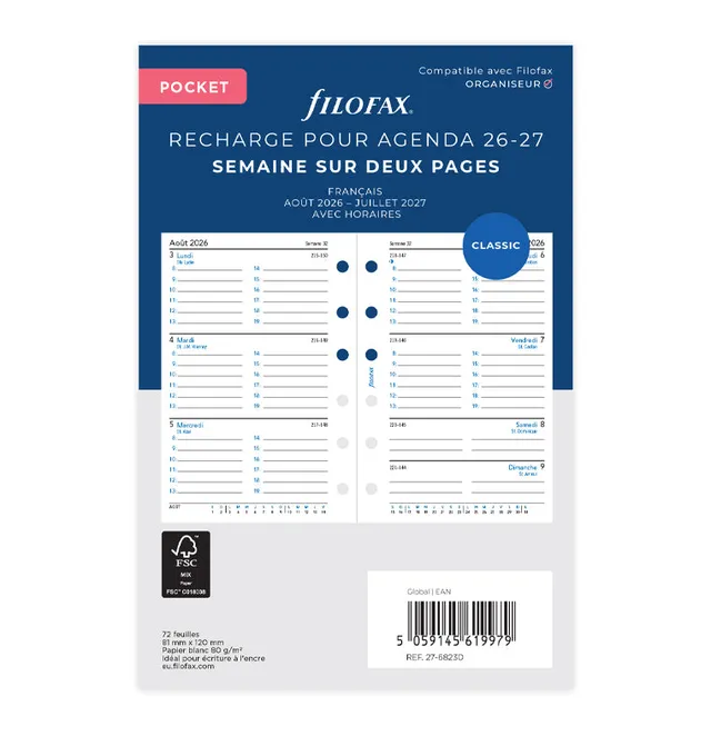 filofax-pocket-kalendereinlage-1-woche-2-seiten-franz-sisch-akademisch-2026-2027 image 1