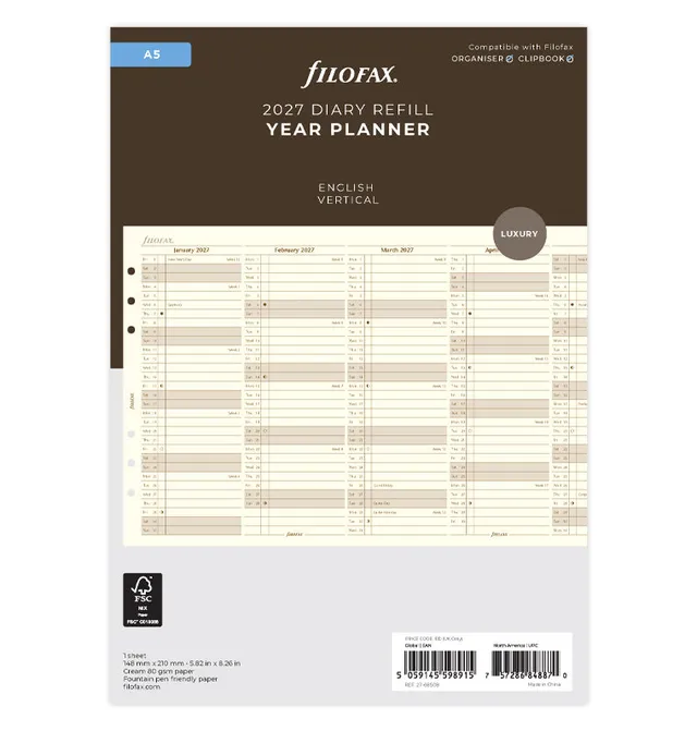filofax-jahresplaner-englisch-a5-2027-cotton-cream-leporello image 1
