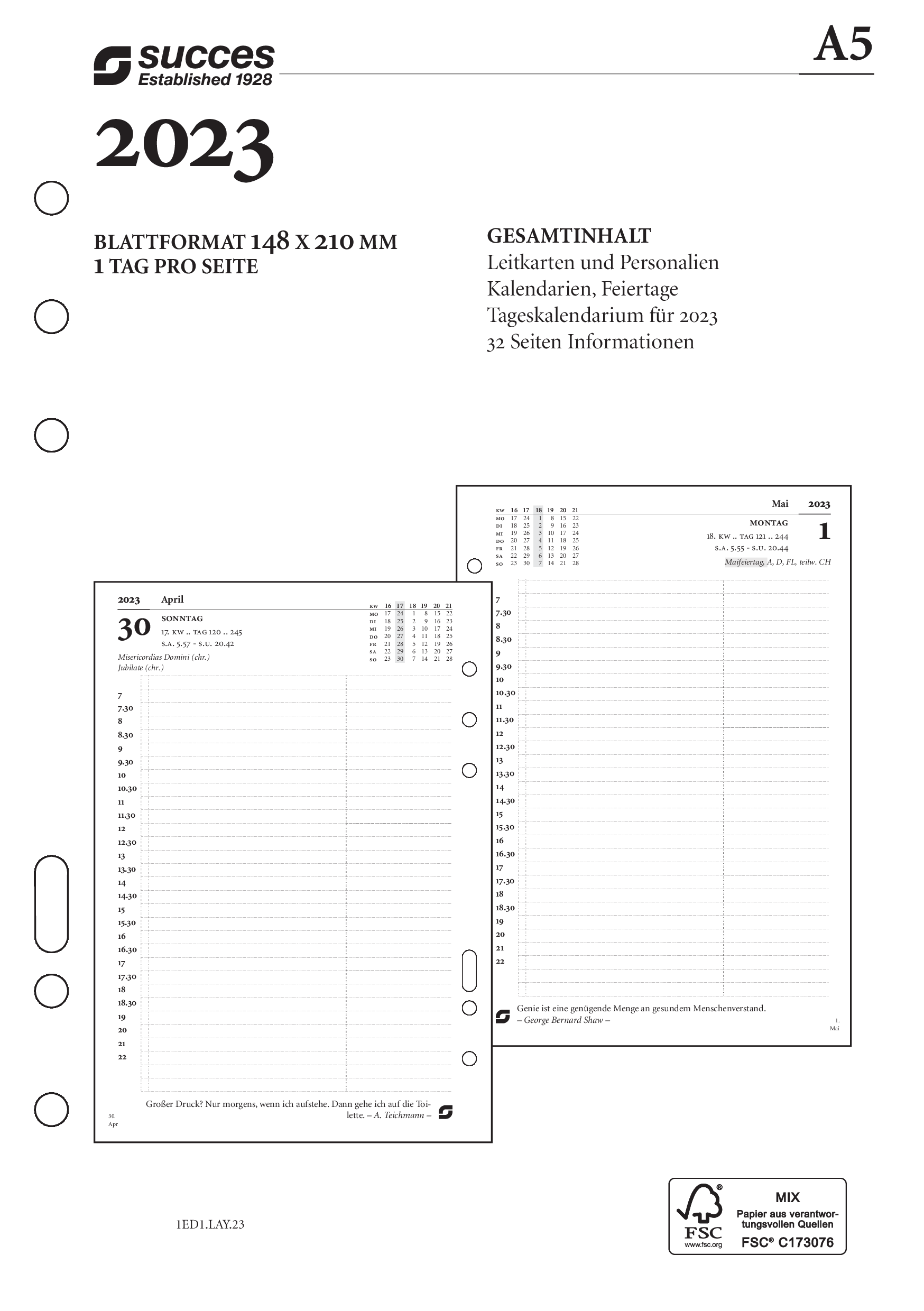 time-system-succes-jahresbox-a5-tageskalender-1-tag-pro-seite-deutsch-weiss-2026 image 2