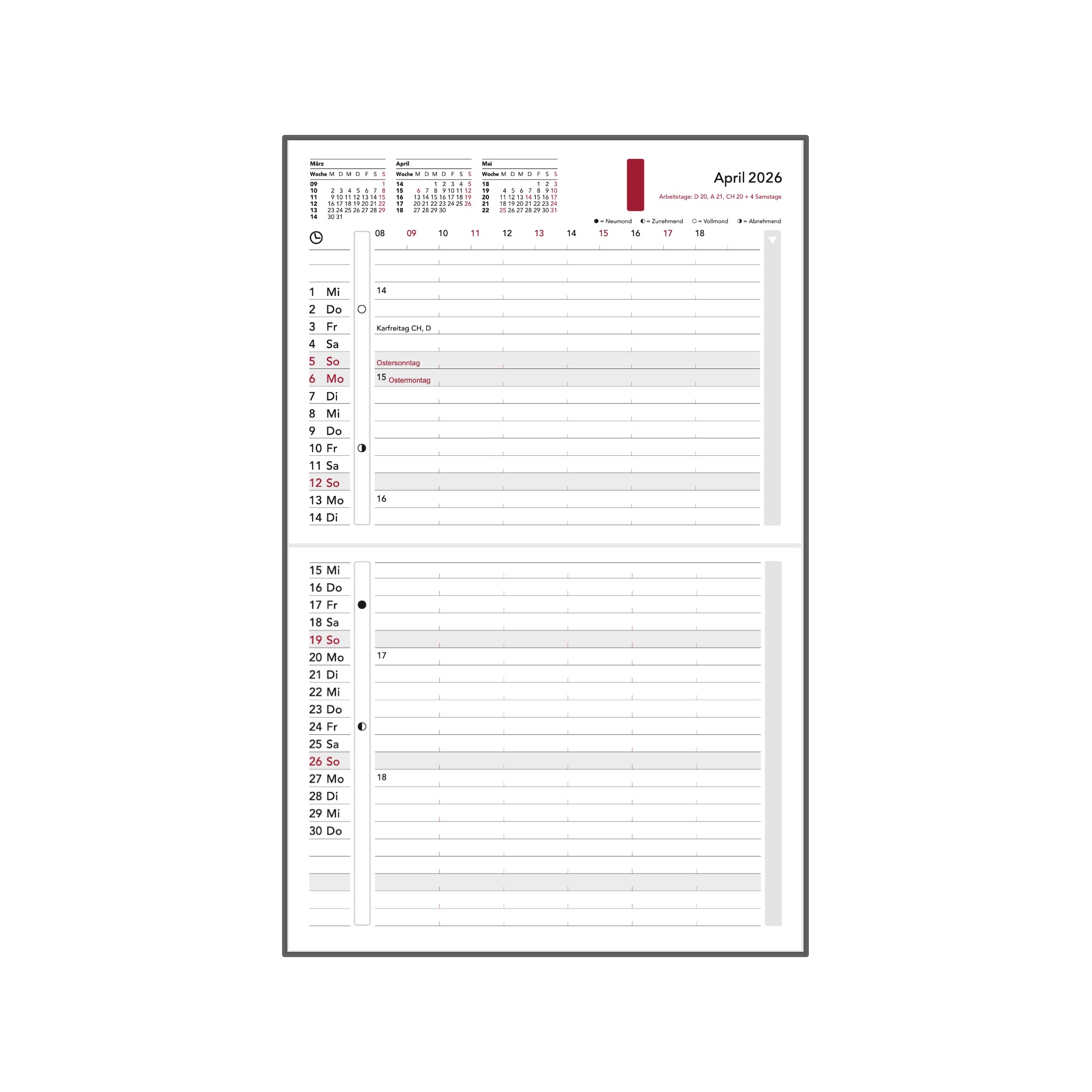 time-system-rem-taschenkalender-2026-de-hardcover-woche-auf-2-seiten image 2