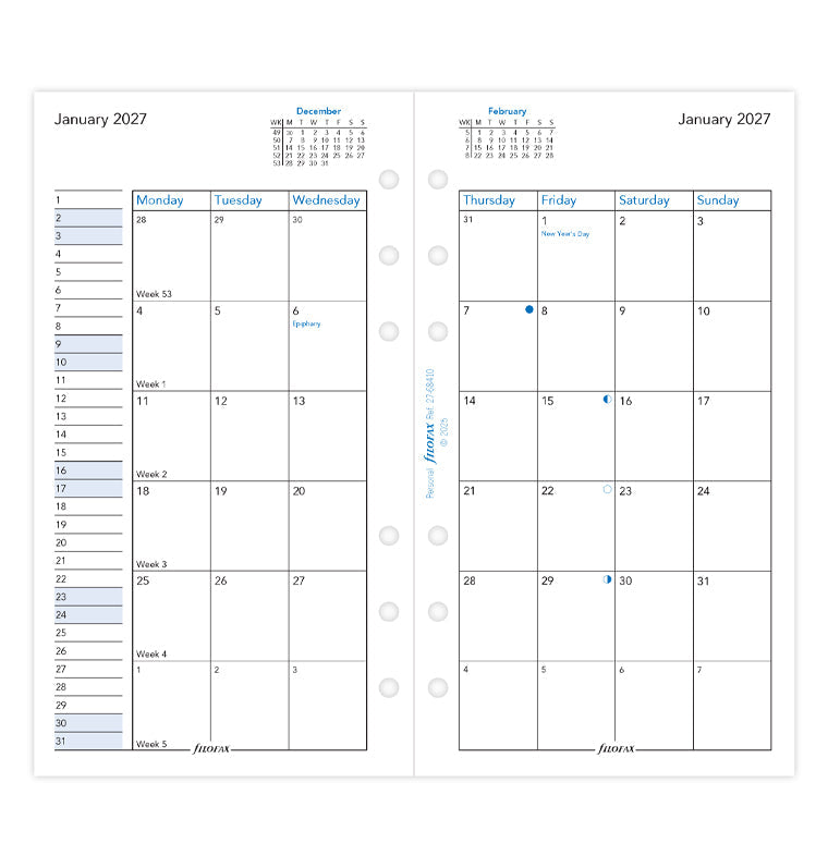 filofax-personal-kalendereinlage-2027-1-monat-2-seiten-englisch image 4
