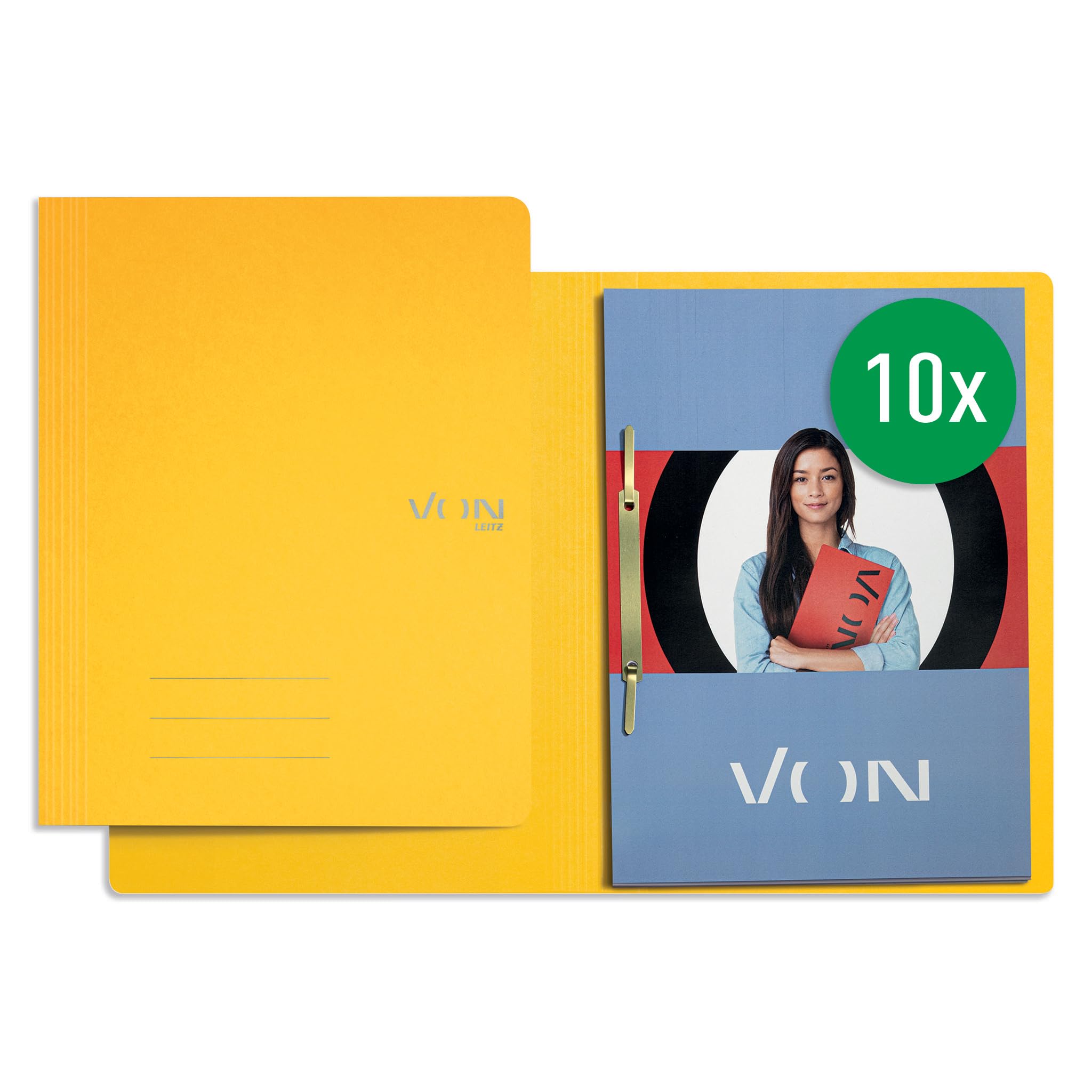 von-leitz-schnellhefter-a4-karton-335g-m-gelb-10er-pack-f-r-250-blatt image 1