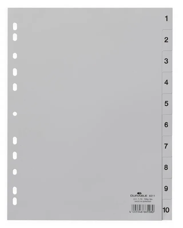 durable-duraquick-zahlenregister-a4-1-10-pp-grau-volldeckend-25-st-ck-651110 image 1