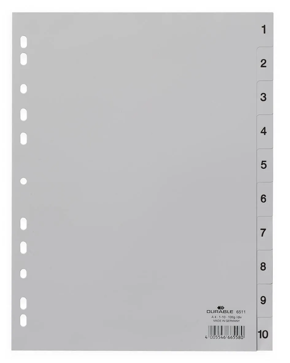 durable-duraquick-zahlenregister-a4-1-10-pp-grau-volldeckend-25-st-ck-651110 image 1