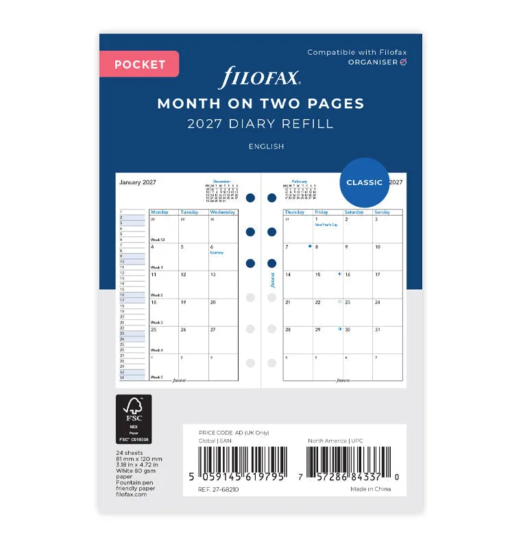 filofax-2027-kalendereinlage-1-monat-2-seiten-pocket-englisch image 1