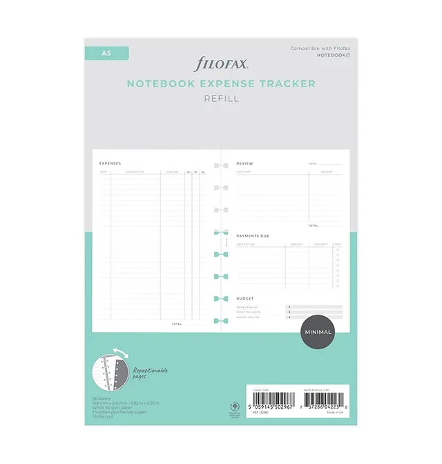 filofax-expense-tracker-notebook-refill-a5-ausgabenplaner-einlage image 1