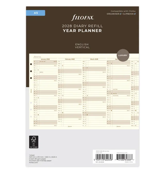 filofax-jahresplaner-englisch-a5-2028-cotton-cream image 1