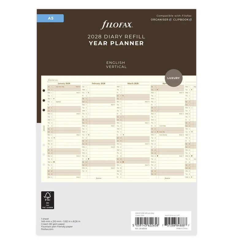 filofax-jahresplaner-englisch-a5-2028-cotton-cream image 1