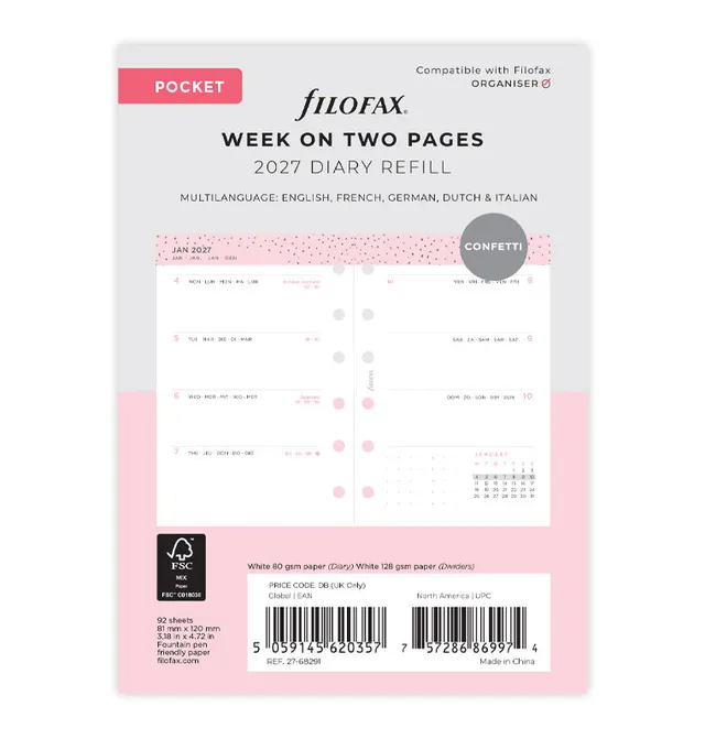 filofax-confetti-kalender-pocket-2027-1-woche-2-seiten-kalendereinlage image 1
