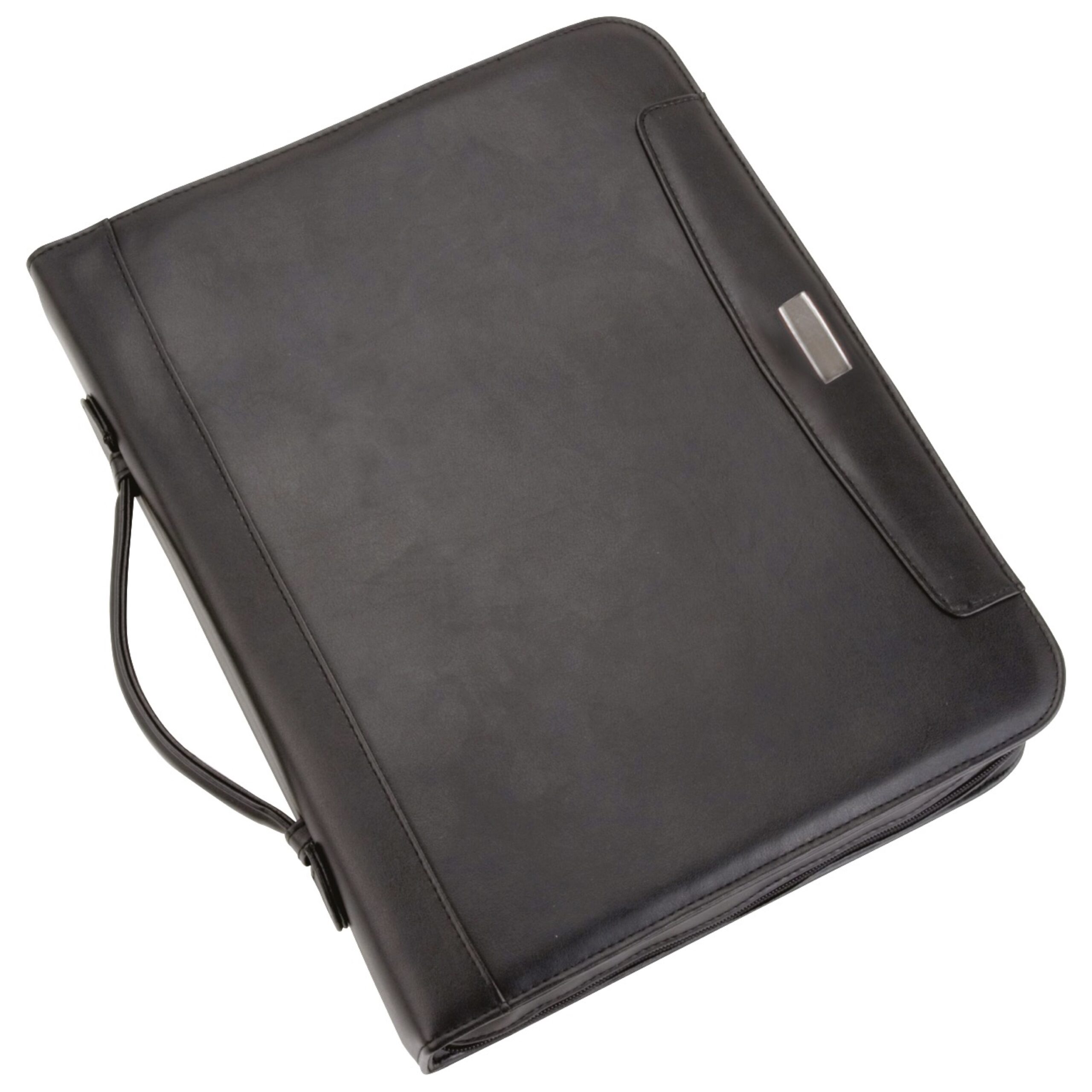 alassio-ringbuchmappe-a4-porto-schwarz-finetouch-mit-taschenrechner-und-griff image 1