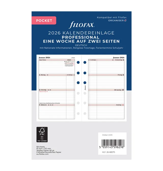 filofax-professional-pocket-kalendereinlage-2026-1-woche-2-seiten-deutsch image 1