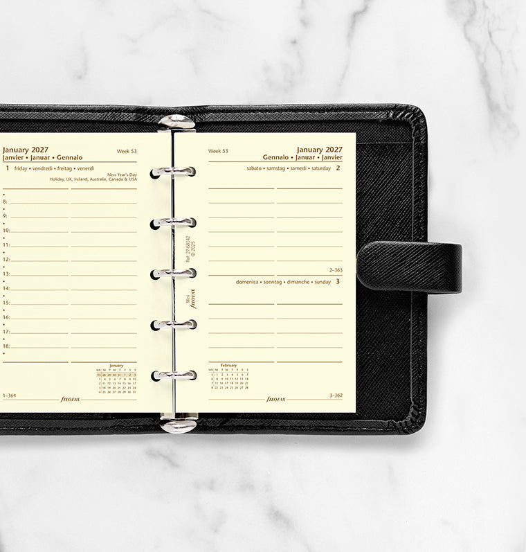filofax-tageskalender-1-tag-1-seite-mini-2027-multilingual-cotton-cream image 2