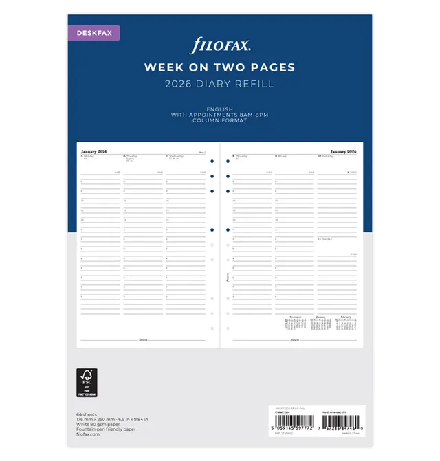 filofax-kalendereinlage-1-woche-2-seiten-englisch-deskfax-2026 image 1