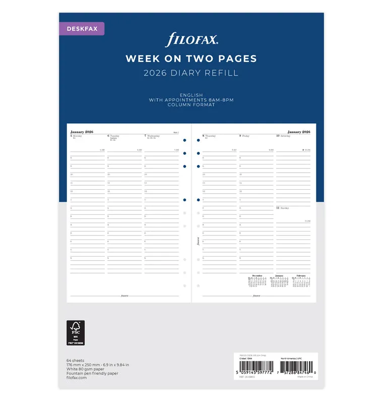 filofax-kalendereinlage-1-woche-2-seiten-englisch-deskfax-2026 image 1