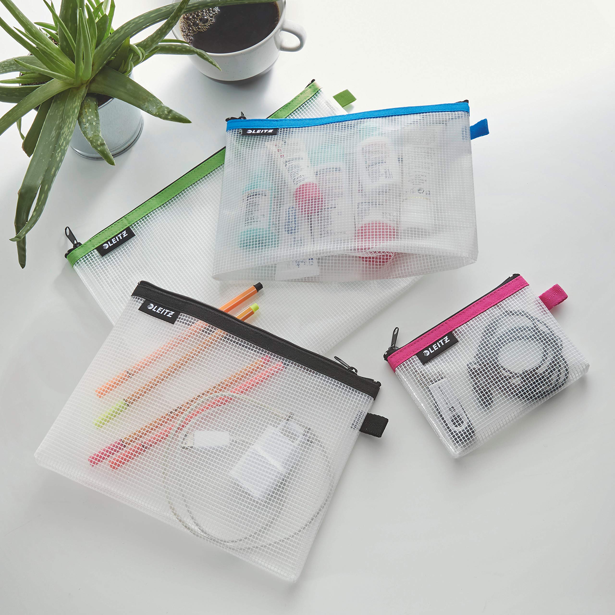 leitz-wow-traveller-zip-beutel-4er-set-40160099-s-m-l-kosmetiktasche-transparent image 5