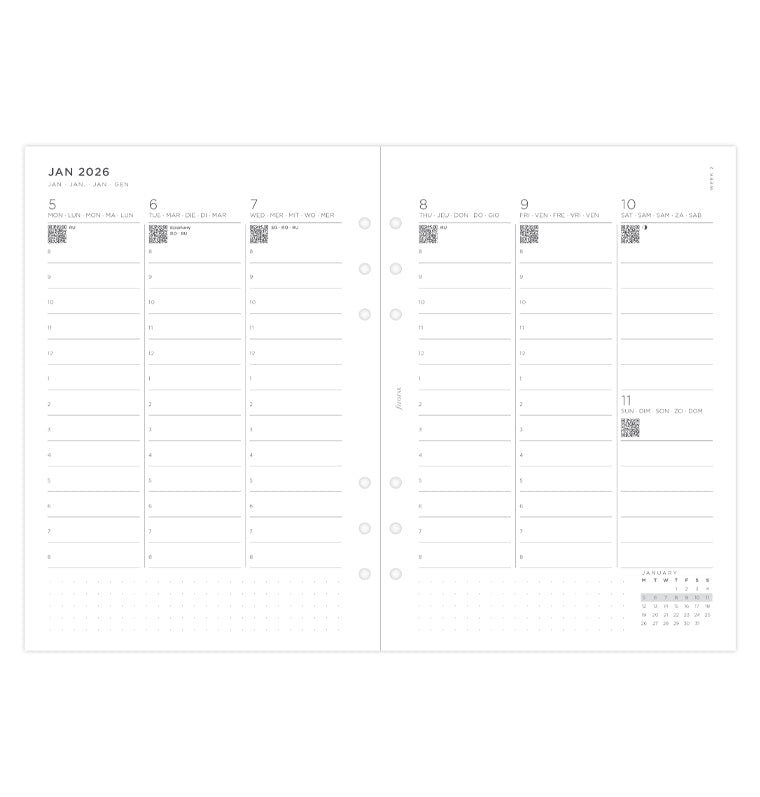 filofax-minimal-kalendereinlage-1-woche-2-seiten-vertikal-a5-2026 image 4