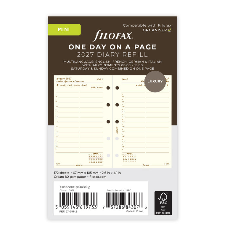 filofax-tageskalender-1-tag-1-seite-mini-2027-multilingual-cotton-cream image 1