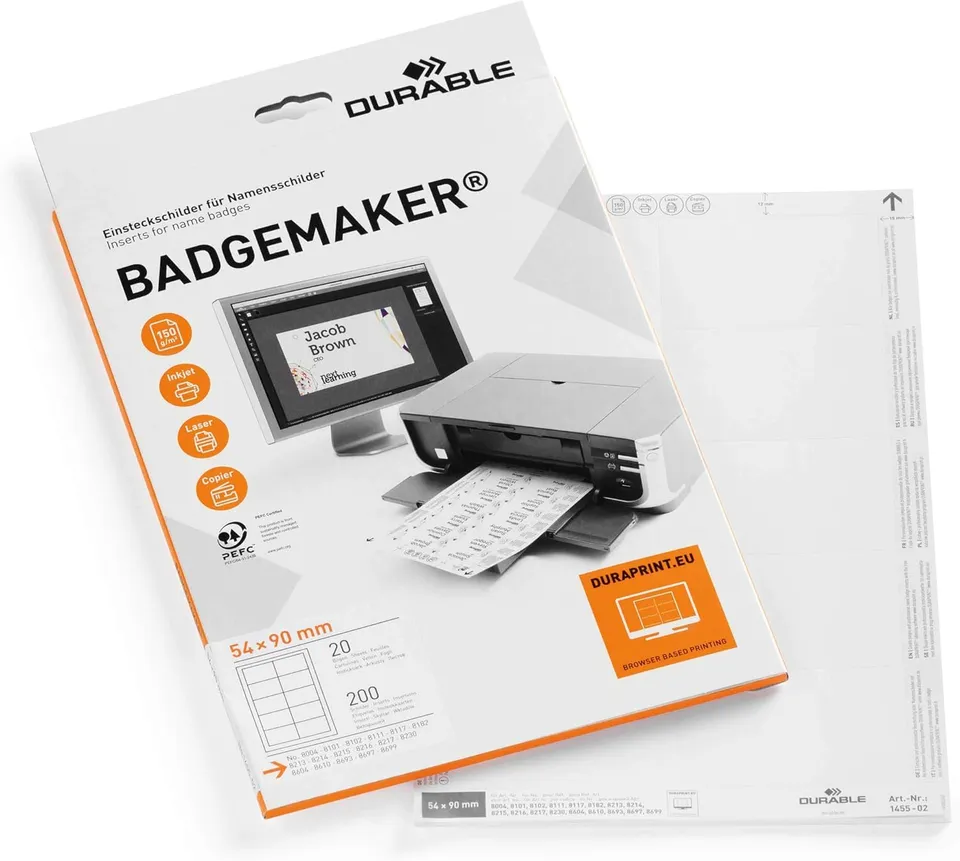 durable-badgemaker-einsteckschilder-54x90-mm-200-st-ck-wei image 1