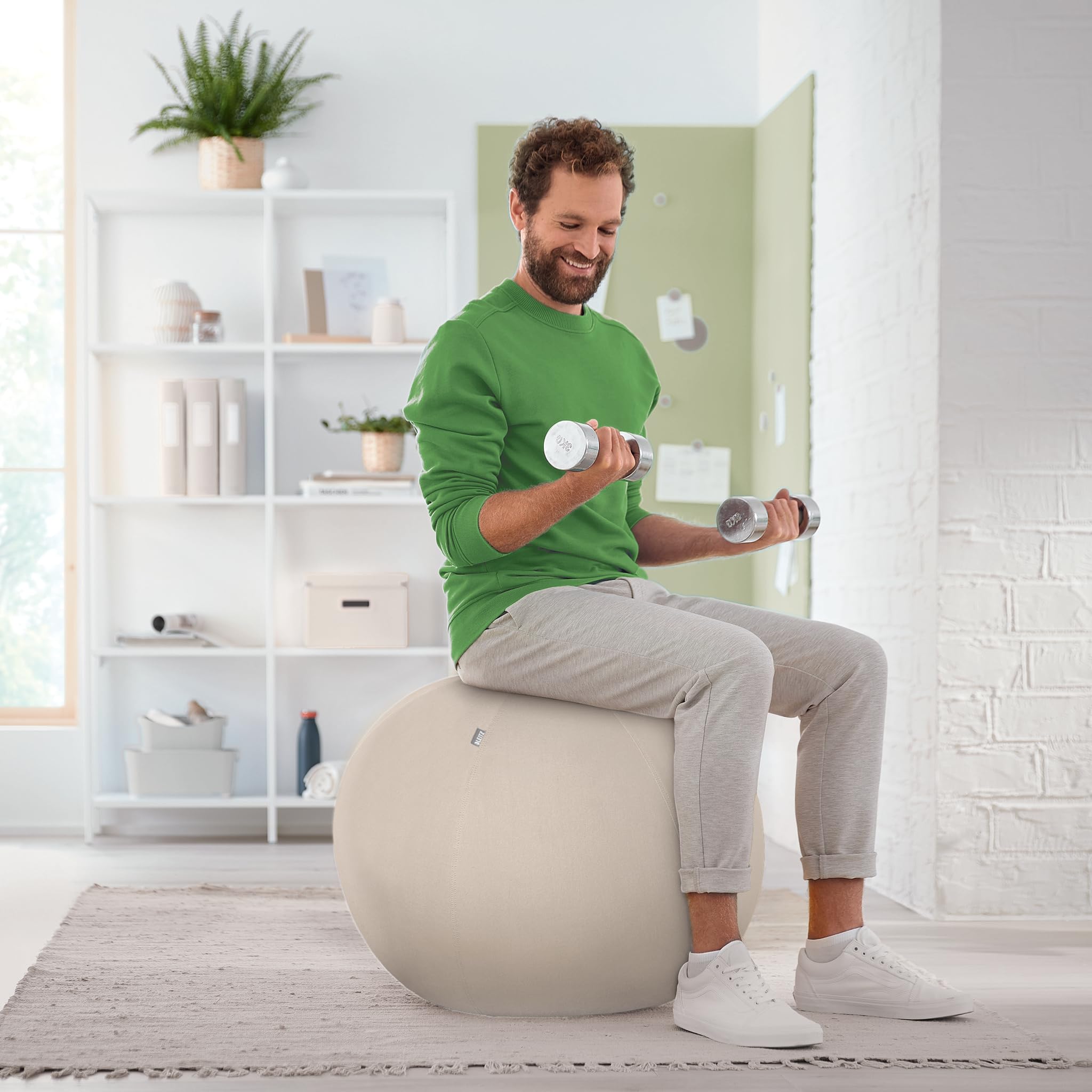 leitz-ergo-active-sitzball-65-cm-mit-stoffbezug-und-pumpe-hellgrau-65420085 image 8