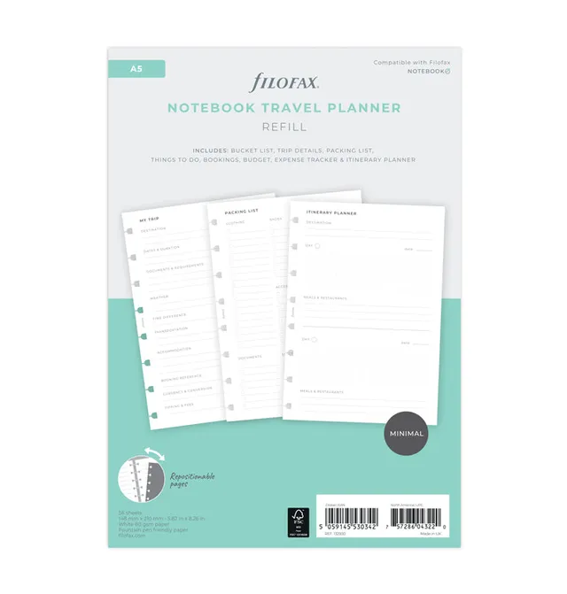 filofax-notebook-reise-planer-einlage-a5 image 1