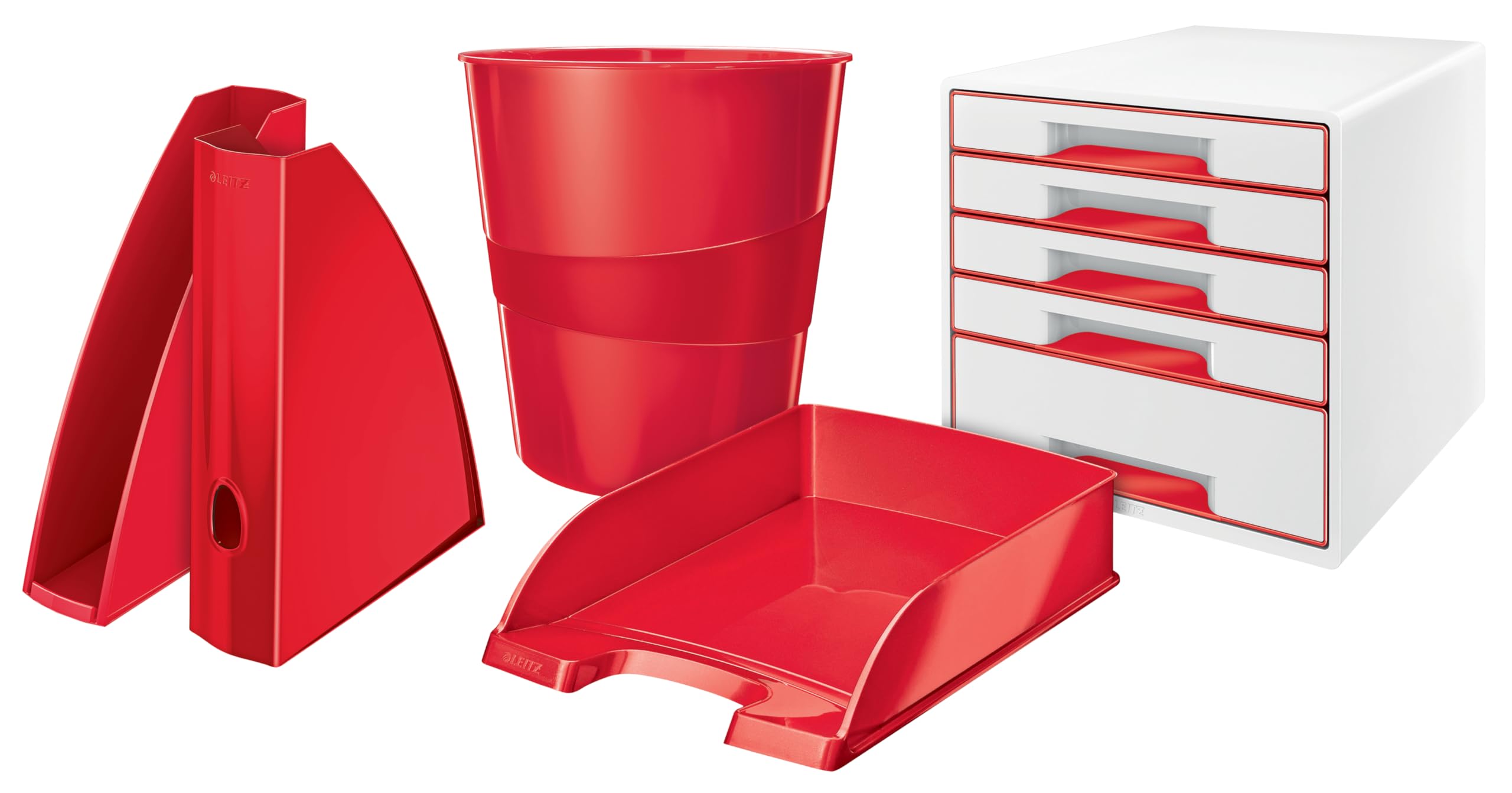 leitz-wow-briefkorb-a4-5er-pack-stapelbare-briefablage-rot-premium image 6