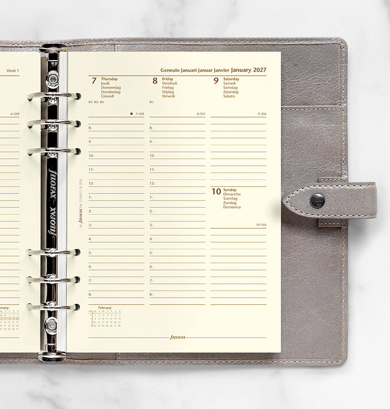 filofax-a5-kalendereinlage-2027-1-woche-2-seiten-multilingual-cotton-cream image 2