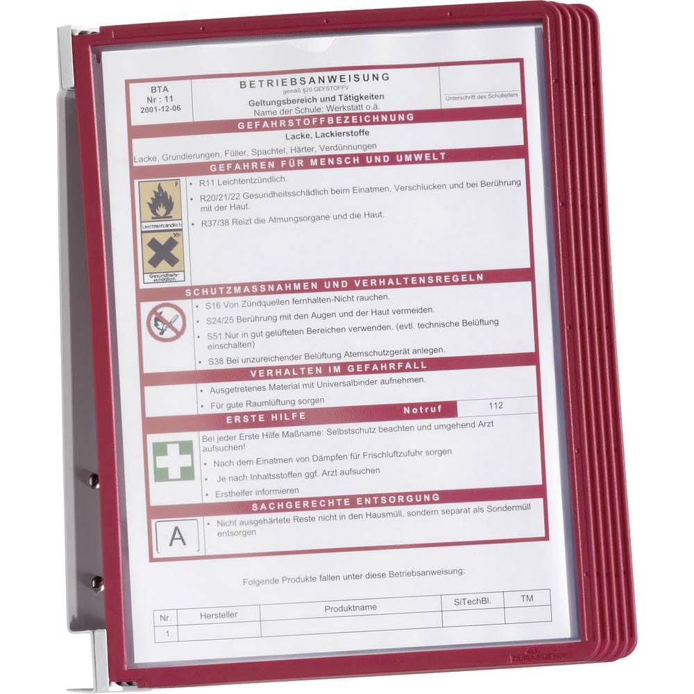 durable-vario-wall-5-wand-sichttafelsystem-a4-5-tafeln-rot-555103 image 1